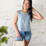 Bluebird Embroidered Scallop Tank