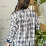 Navy Crinkle Plaid Flannel Shirt