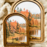 8.25x11” Arch Top Autumn Pond Framed Art