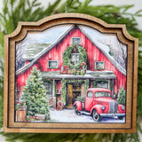 9 x 10" Provincial Red Christmas Barn Framed Art