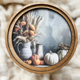 8" Round Fall Wood-Framed Art