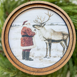 8" Round Santa Reindeer Neutral Art