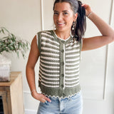 Sage Stripes Knit Vest