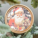 8" Round Santa With Holly Art