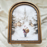 6 x 8" Arch Top Village Santa Framed Art