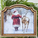 9 x 10" Provincial Santa With Reindeer Framed Art
