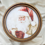 8" Round Cocoa Santa Art