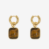 Square Brown Stone Drop Earrings