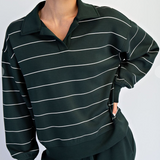 Modal Scuba Stripe Polo Sweatshirt
