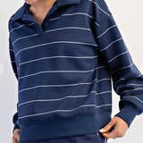 Modal Scuba Stripe Polo Sweatshirt