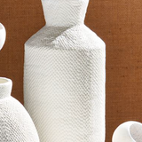 Tall Pressed White Vase