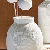 Short Pressed White Vase
