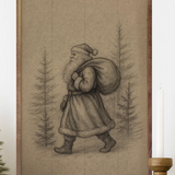 10x16" Saint Nick Walking Through Pines