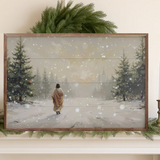 24x16" Jesus Walking In The Snow
