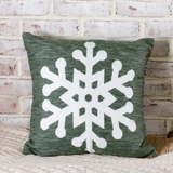 18" Green Snowflake Pillow