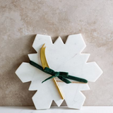 Marble Snowflake Serve Board W/knife