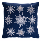 18" Navy Snowflake Pillow