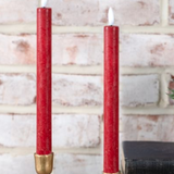 8" Red Led Taper Candle Set