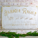 Vintage White Sleigh Rides Sign