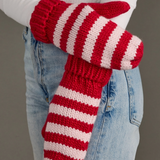 Red & Pink Stripe Mittens