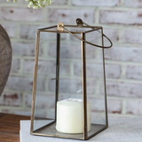 9" Glass And Iron Hanging Lantern