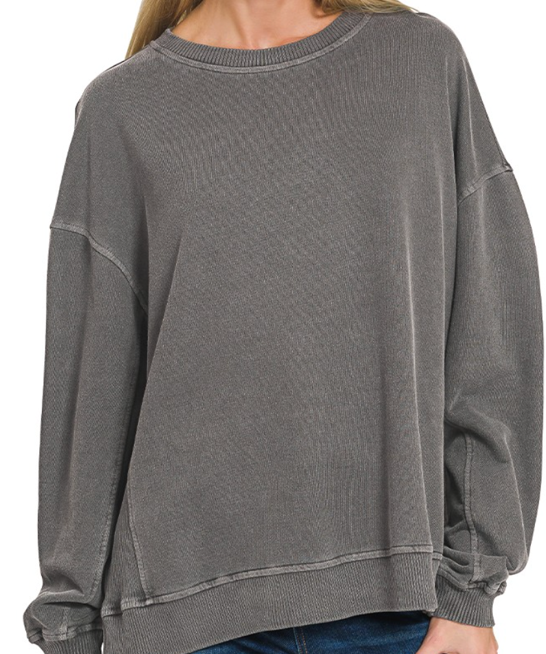 French Terry Enzyme Wash Pullover
