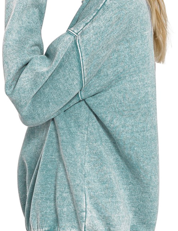 Acid Washed Fleece Oversized Pullover