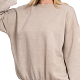 Acid Washed Fleece Oversized Pullover
