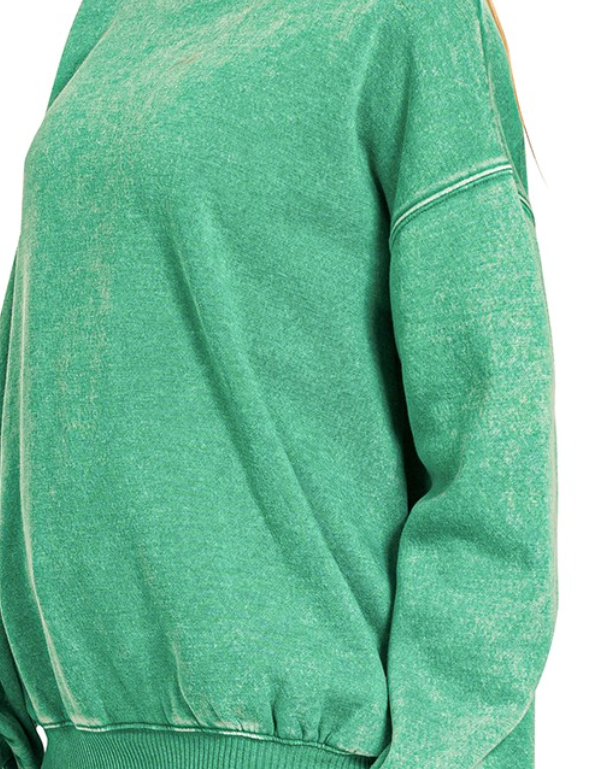 Acid Washed Fleece Oversized Pullover