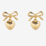 Bow Puffy Heart Earrings