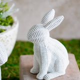 6.5" White Rattan Bunny