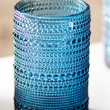 5" Blue Beaded Hobail Glass