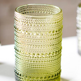 5" Green Beaded Hobail Glass