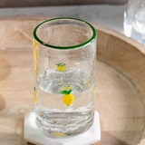 5" Lemon Print Bubble Drink Glass