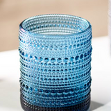 4" Blue Beaded Glass Tumbler