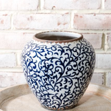 8.5" Blue Damask Vase
