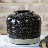 5" Black Mid Stripe Textured Vase