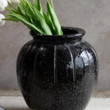 8.5" Black Top Pattern Vase