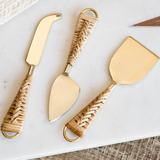 3 Pc Weave Handle Cheese Knife Set