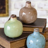 3 Asst. Bl/gr/taupe Mini Vases