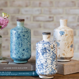 3 Asst Print 7.7h Vase