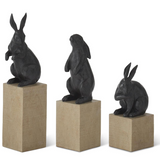 Black Resin Faux Cast Iron Rabbits