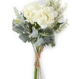 11.5" Soft Green Mixed Foliage & White Hydrangea Bundle