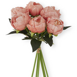 12" Dark Peach Real Touch Peony Bundle