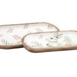 Bunny And Flower Enamel Oval Trays