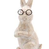 6" Carved Bunny With Glasses