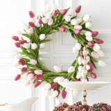 22" Fuchsia Pink & White Real Touch Mini Tulip Wreath