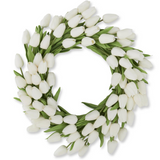 22" White Real Touch Mini Tulip Wreath