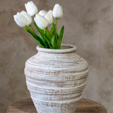 Distressed Ribbed Ceramic Vase – 8"