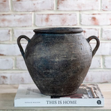 Antique-Style Stone Vase with Handles – 9"